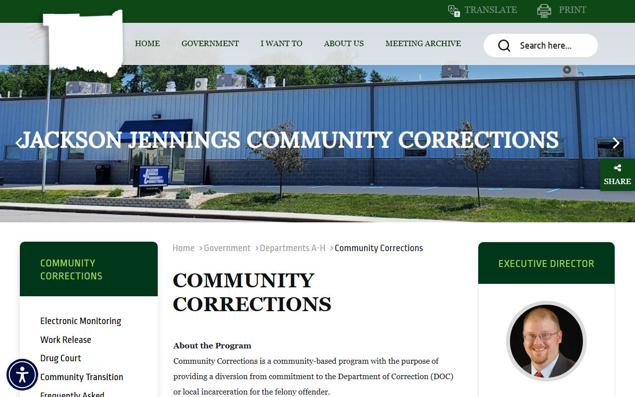 Jackson-Jennings Community Corrections work release facility overview for Jennings County custody programs