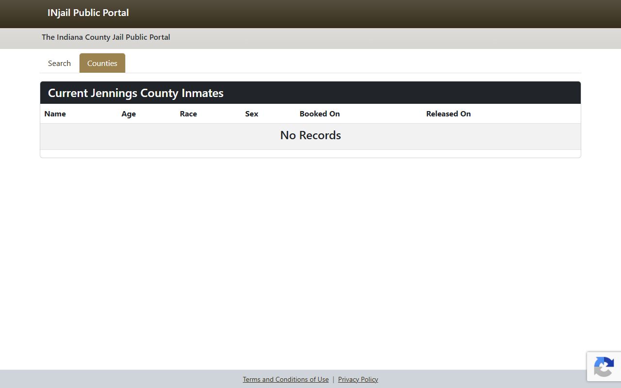 INjail Jennings County current inmate route